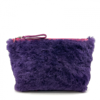 Bonnie Porchette Felltasche Clutch Alice, Lammfell violett, front